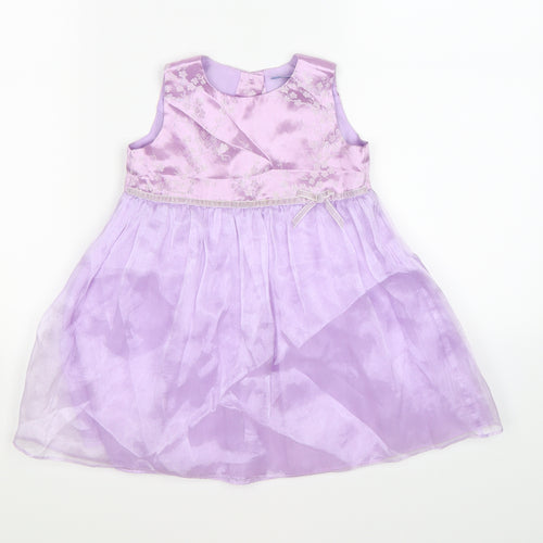 Cherokee Girls Purple Floral Satin Fit & Flare  Size 12-18 Months