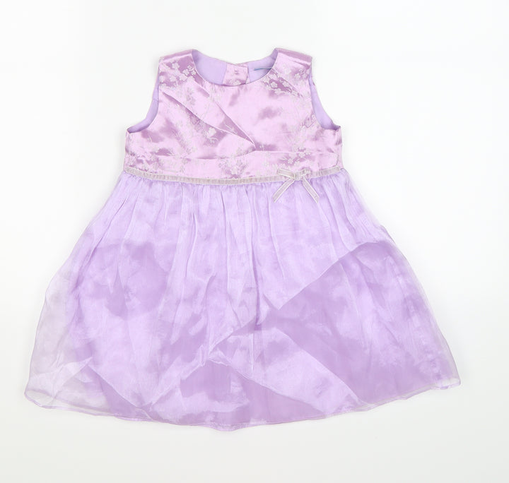 Cherokee Girls Purple Floral Satin Fit & Flare Size 12-18 Months
