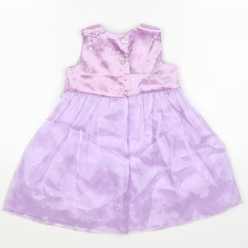 Cherokee Girls Purple Floral Satin Fit & Flare  Size 12-18 Months