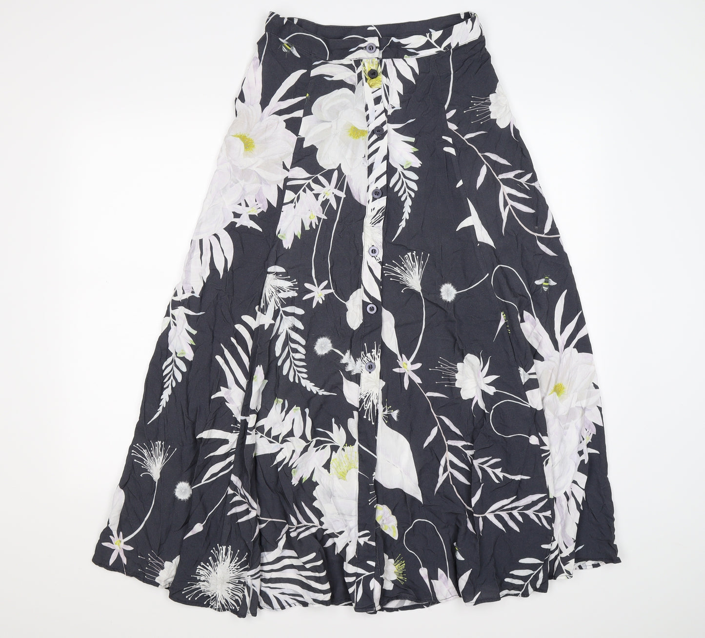 H&M Womens Grey Floral  Flare Skirt Size 10