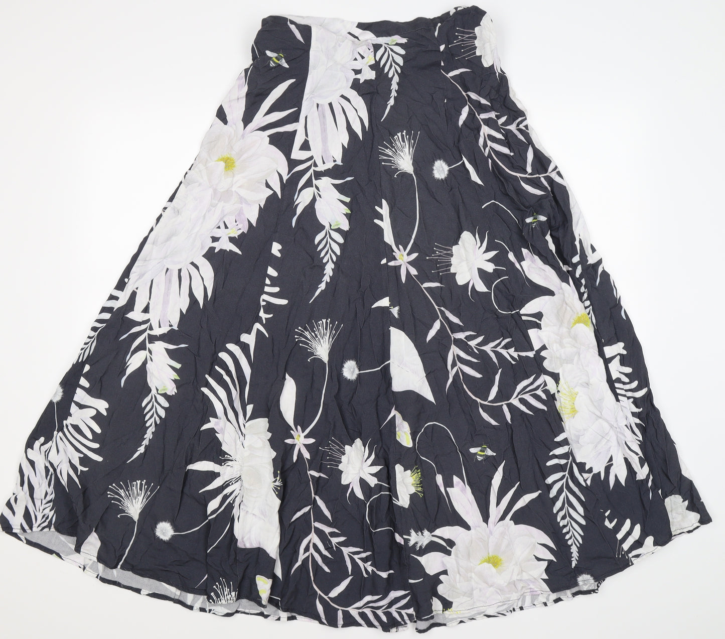 H&M Womens Grey Floral  Flare Skirt Size 10