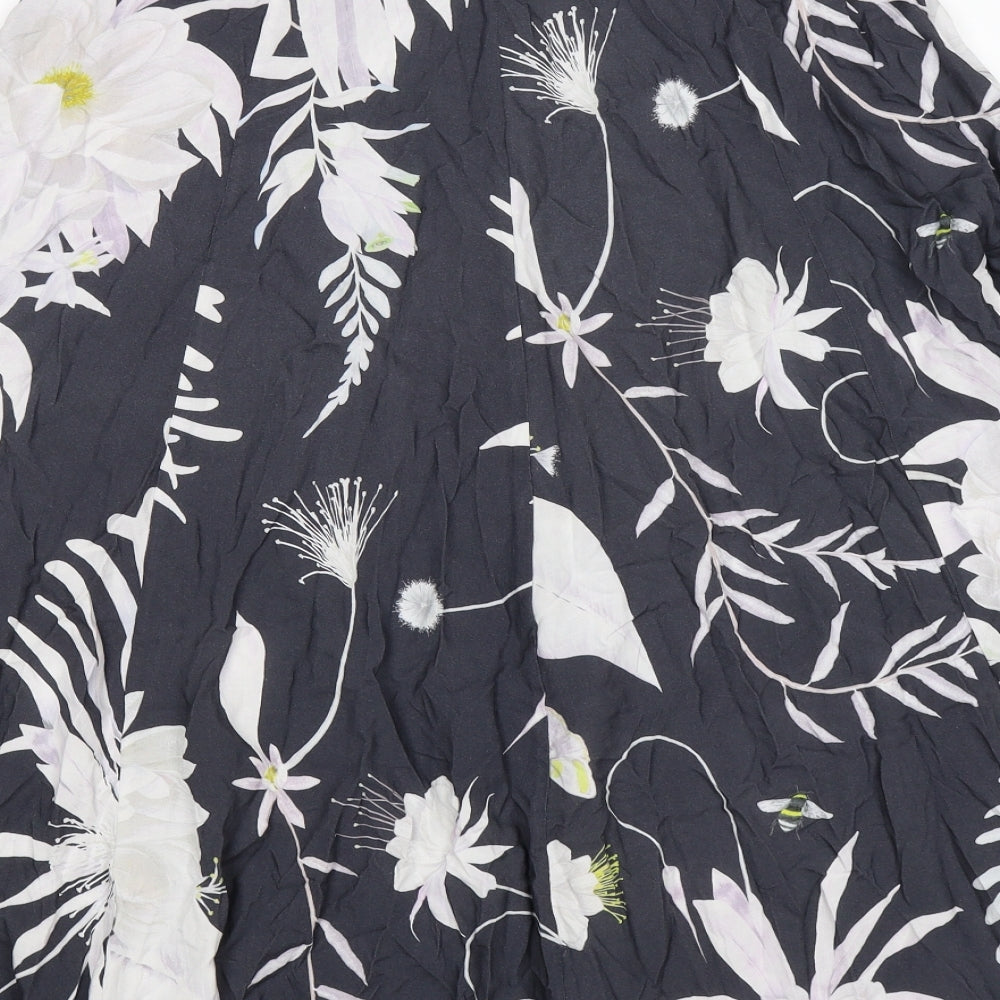 H&M Womens Grey Floral  Flare Skirt Size 10