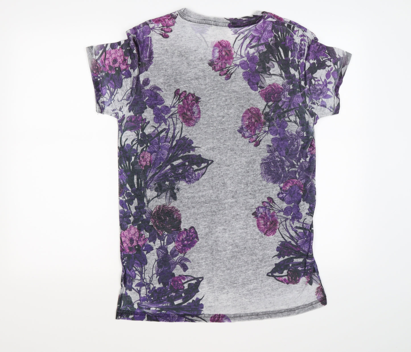 River Island Womens Grey Floral  Basic T-Shirt Size S