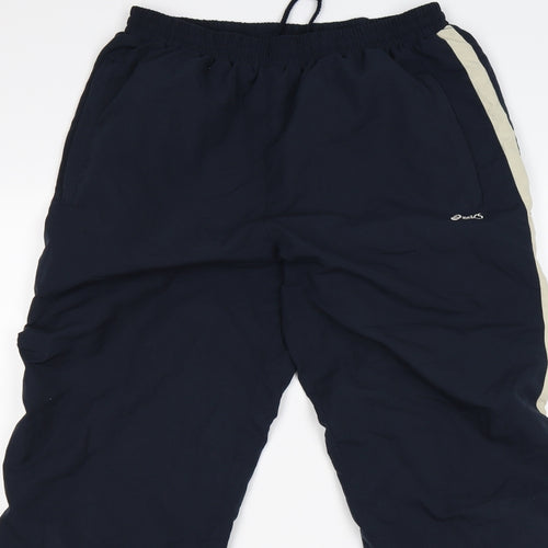 ASICS Mens Blue Striped  Jogger Trousers Size XL L28 in