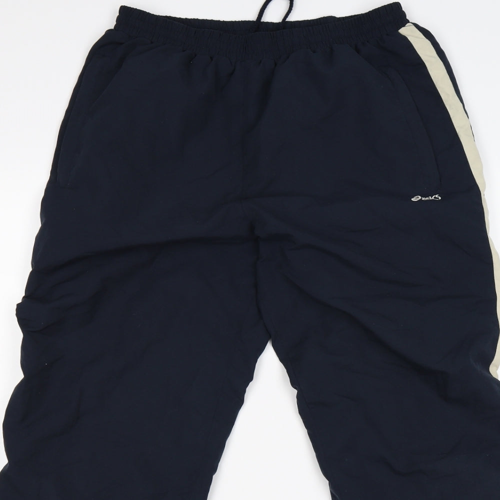 ASICS Mens Blue Striped  Jogger Trousers Size XL L28 in