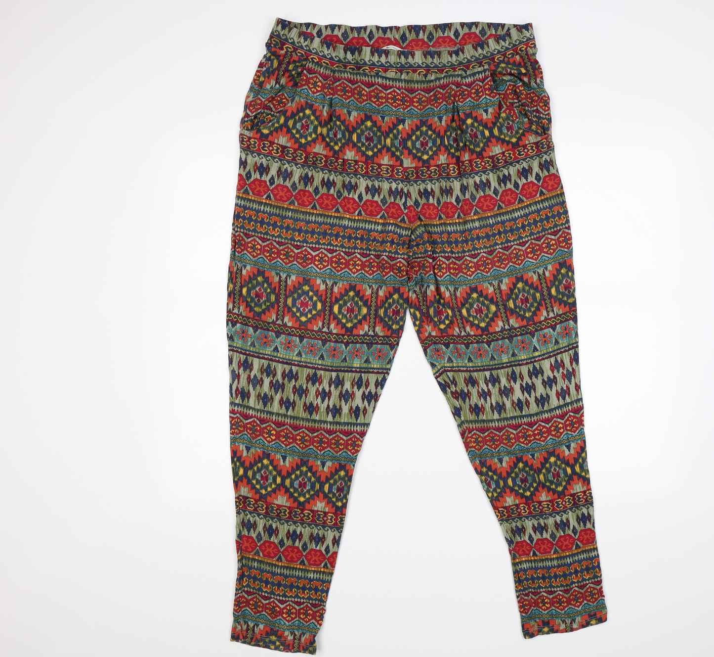 TU Womens Orange Geometric  Bloomer Trousers Size 16 L26 in