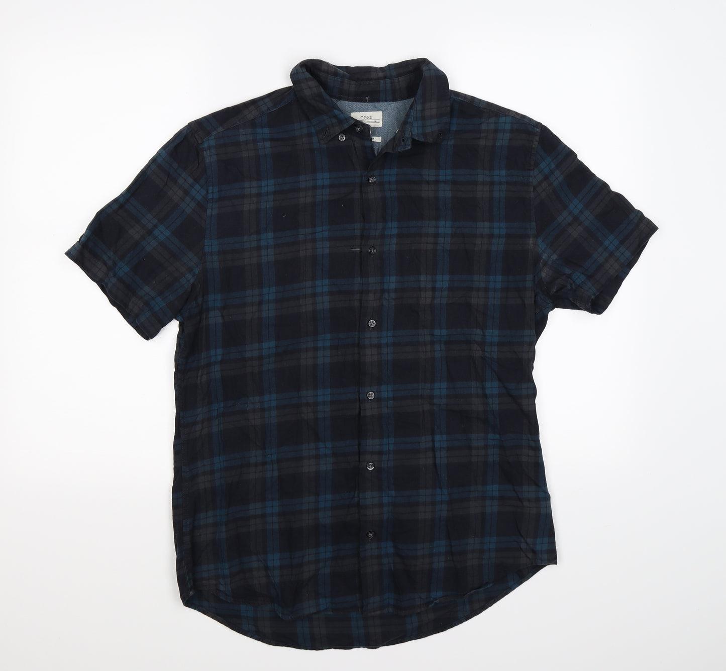 NEXT Mens Blue Check   Button-Up Size M  - LAUNDERED SHIRT