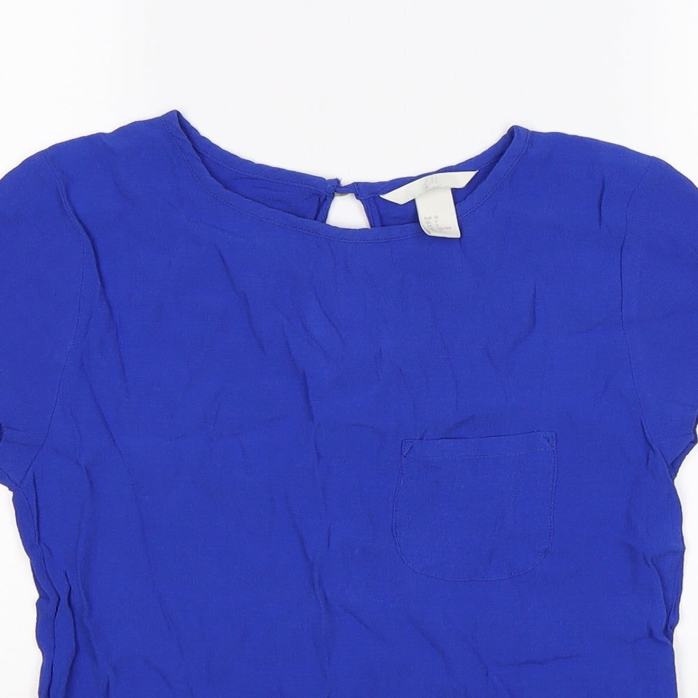 H&M Womens Blue  Chiffon Tunic T-Shirt Size 6