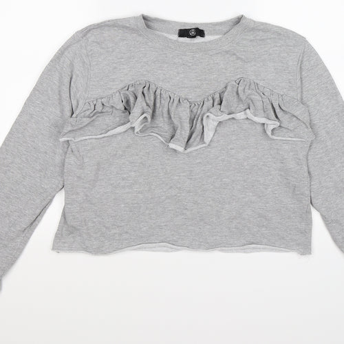 Missguided Womens Grey   Pullover Sweatshirt Size 10  - CROPPED