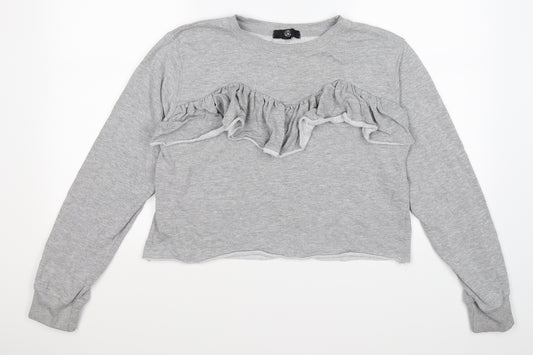 Missguided Womens Grey   Pullover Sweatshirt Size 10  - CROPPED