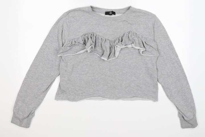 Missguided Womens Grey Pullover Sweatshirt Size 10 - CROPPED