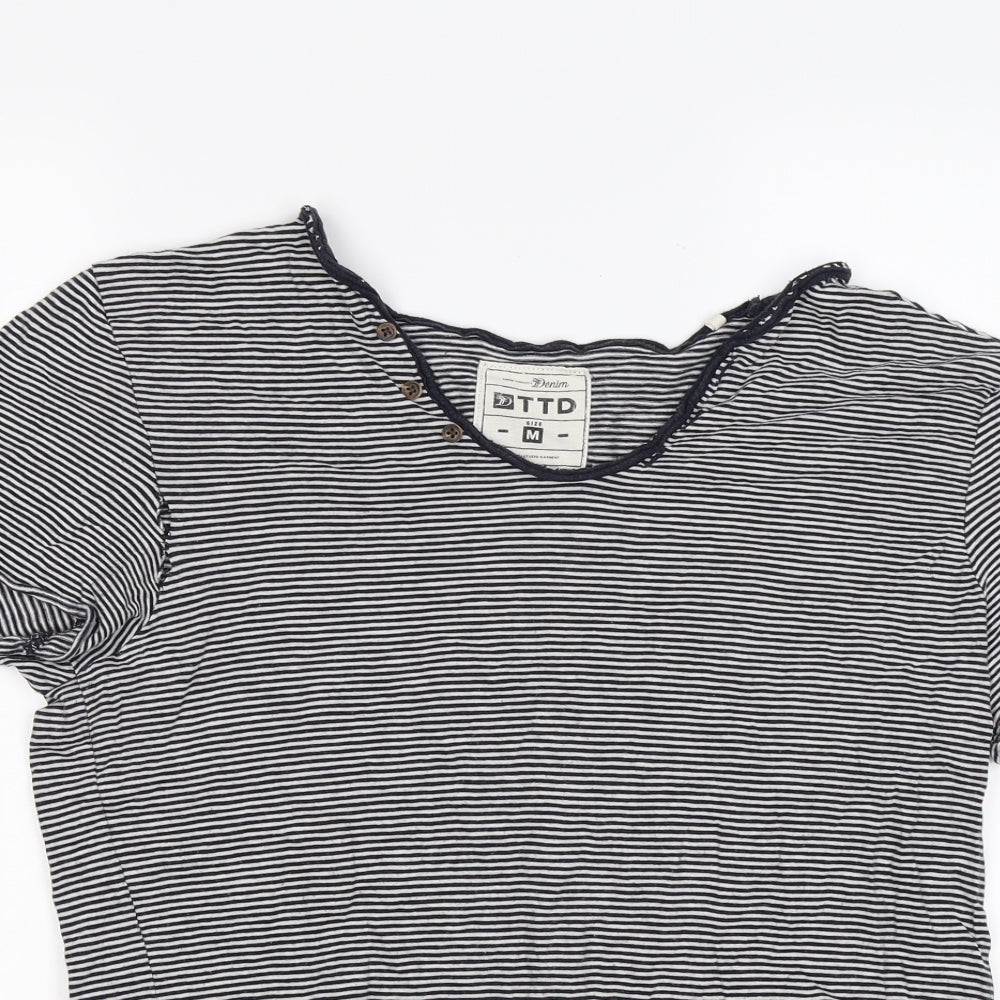 TOM TAILOR Mens Blue Striped   T-Shirt Size M