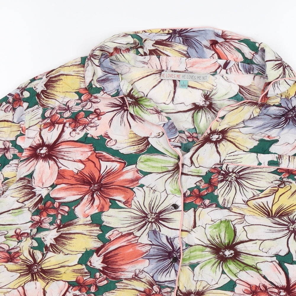 He Love Me He Loves Me Not Womens White Floral Knit Top Pyjama Top Size 14