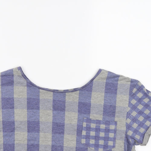 Topshop Womens Grey Check  Cropped T-Shirt Size 8