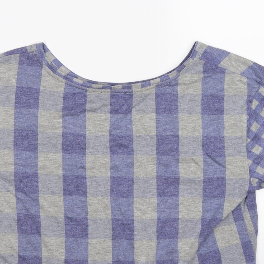 Topshop Womens Grey Check  Cropped T-Shirt Size 8