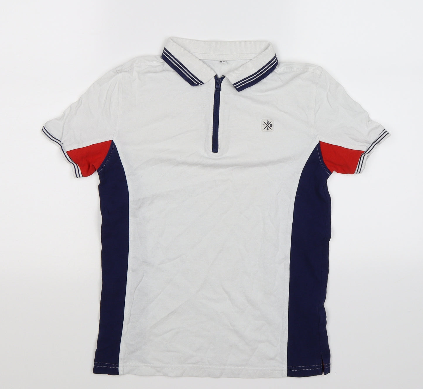 Marks and Spencer Boys White Striped  Basic Polo Size 10-11 Years