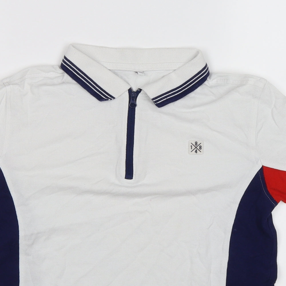 Marks and Spencer Boys White Striped  Basic Polo Size 10-11 Years