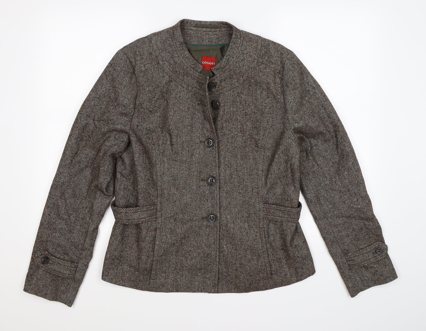 Olsen Womens Brown  Knit Jacket Suit Jacket Size 14