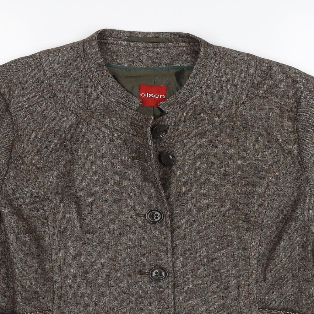 Olsen Womens Brown  Knit Jacket Suit Jacket Size 14