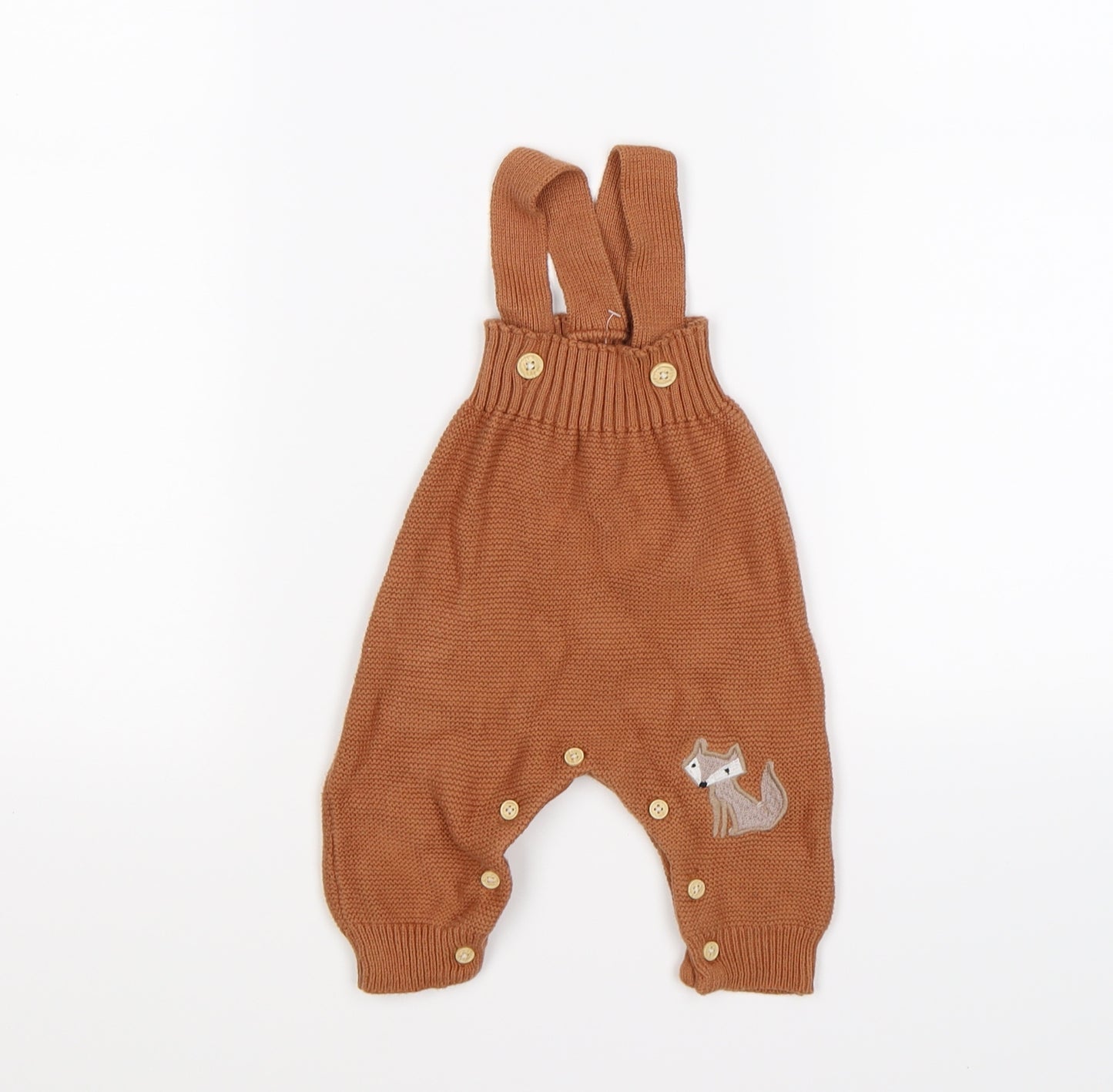 Nutmeg Baby Brown  Knit Dungaree Outfit/Set Size 0-3 Months  - FOX