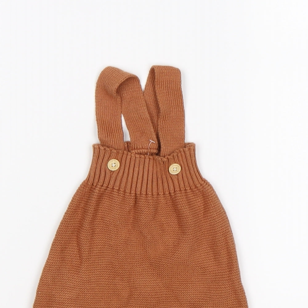 Nutmeg Baby Brown  Knit Dungaree Outfit/Set Size 0-3 Months  - FOX