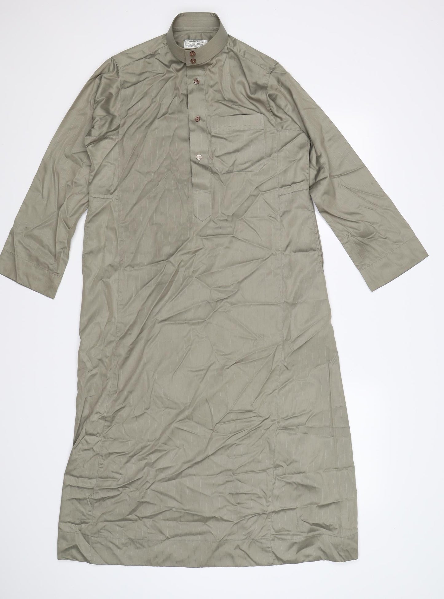 AL HARAMAN Womens Green Striped Satin Shirt Dress  Size M