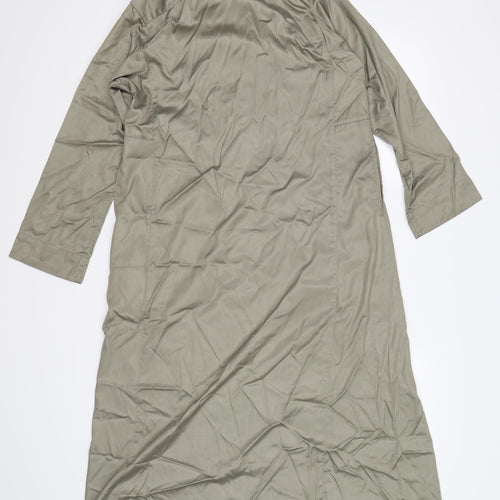 AL HARAMAN Womens Green Striped Satin Shirt Dress  Size M