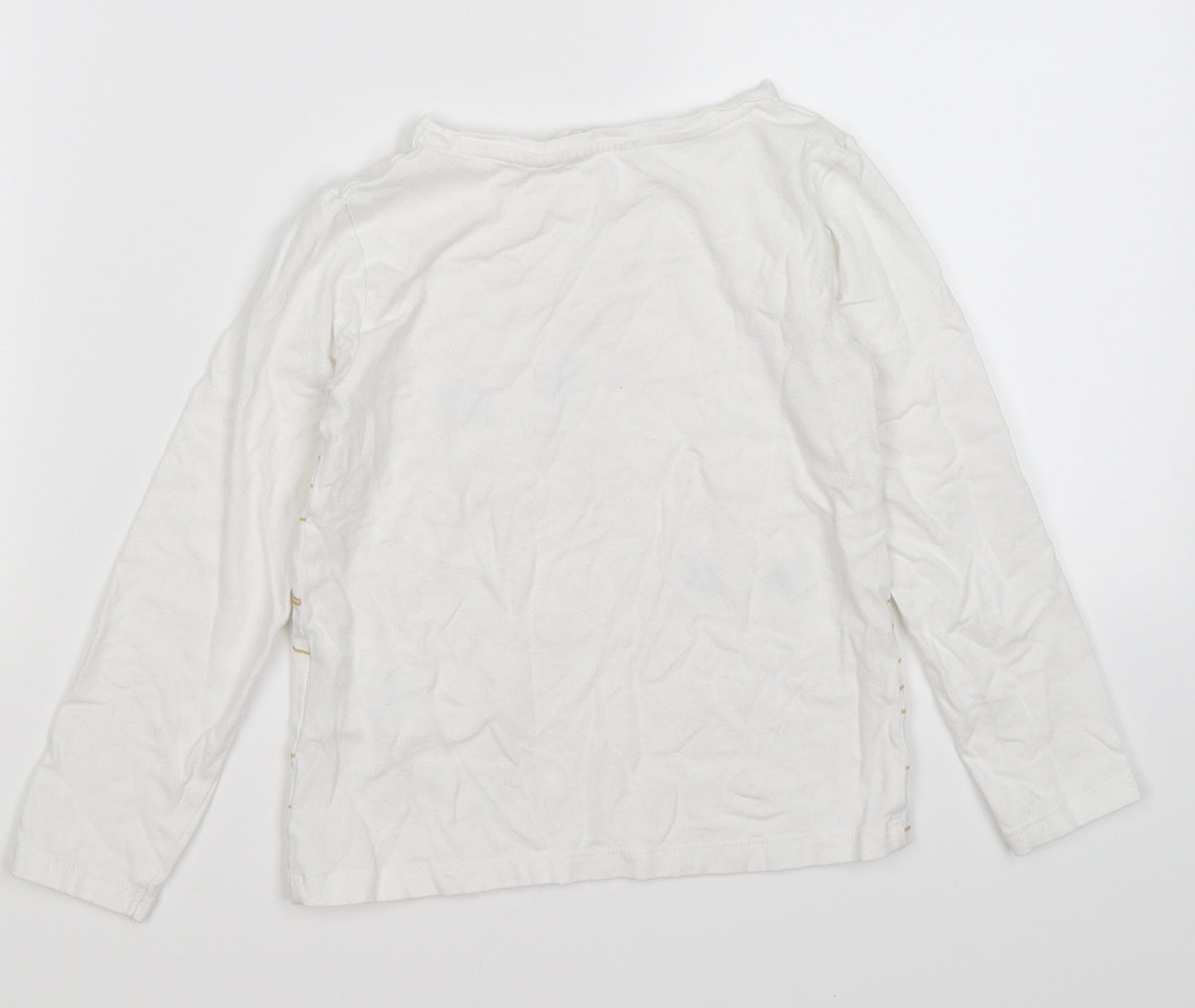 H&M Girls White Striped  Basic T-Shirt Size 4-5 Years  - KITTEN CATS