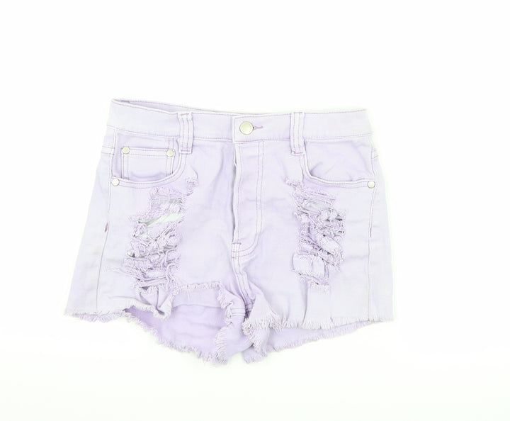 MINKPINK Womens Purple Denim Hot Pants Shorts Size S - distressed