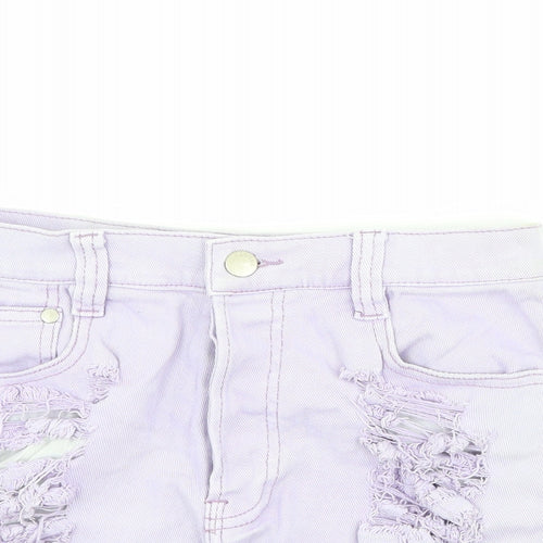 MINKPINK Womens Purple  Denim Hot Pants Shorts Size S - distressed