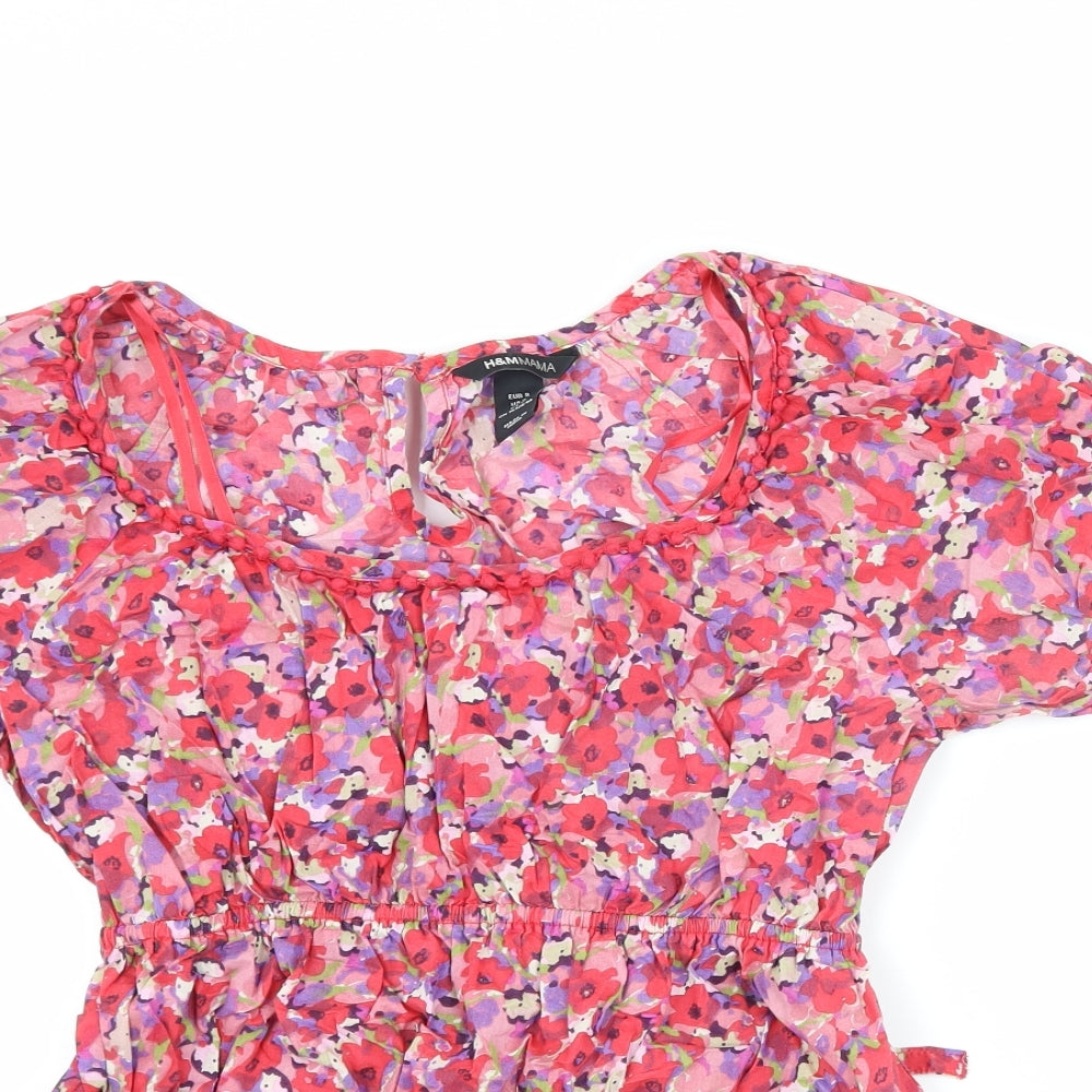 H&M Womens Pink Floral  Basic T-Shirt Size S