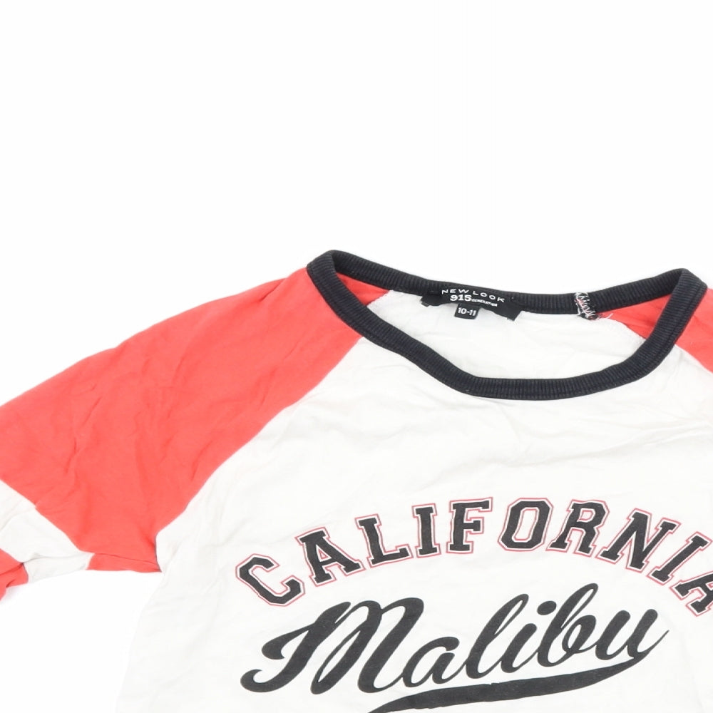 New Look Girls White   Basic T-Shirt Size 10-11 Years  - graphic