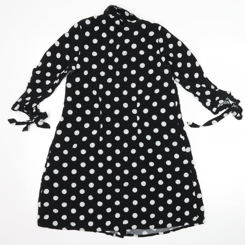Primark Womens Black Polka Dot  Shirt Dress  Size 4