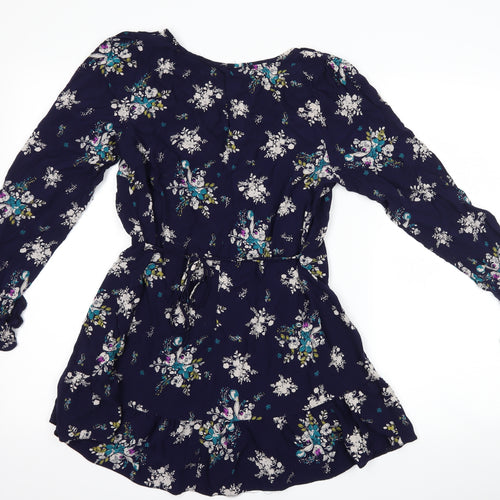 F&F Womens Blue Floral  Basic T-Shirt Size 16