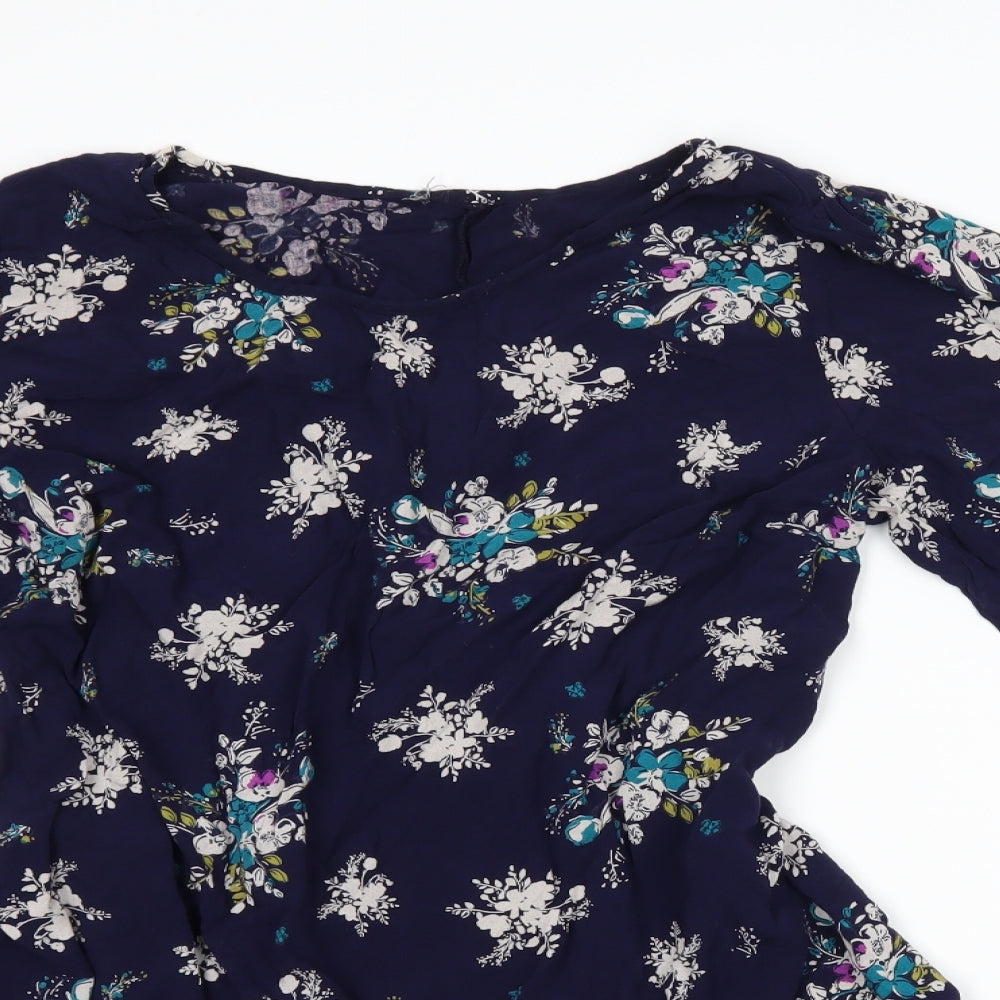 F&F Womens Blue Floral  Basic T-Shirt Size 16