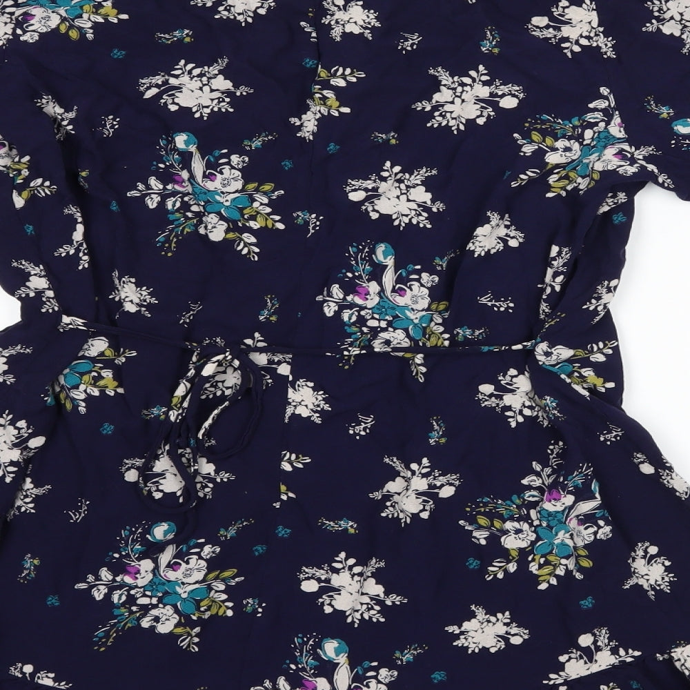F&F Womens Blue Floral  Basic T-Shirt Size 16