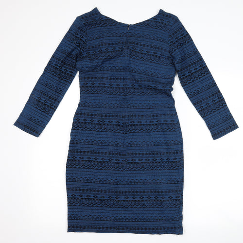 ceme london Womens Blue Geometric  Bodycon  Size 12