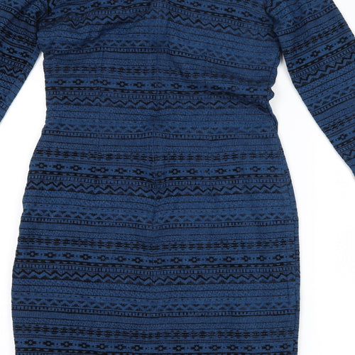 ceme london Womens Blue Geometric  Bodycon  Size 12