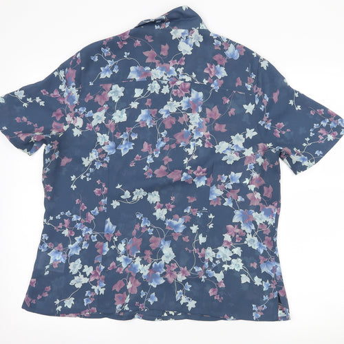 Jumper Womens Blue Floral  Basic Button-Up Size 16