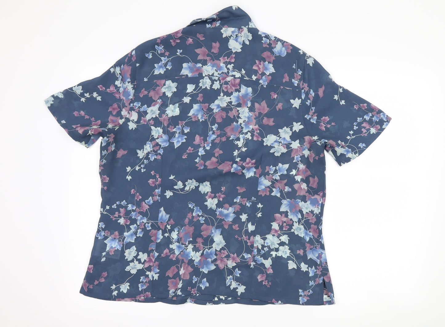 Jumper Womens Blue Floral  Basic Button-Up Size 16