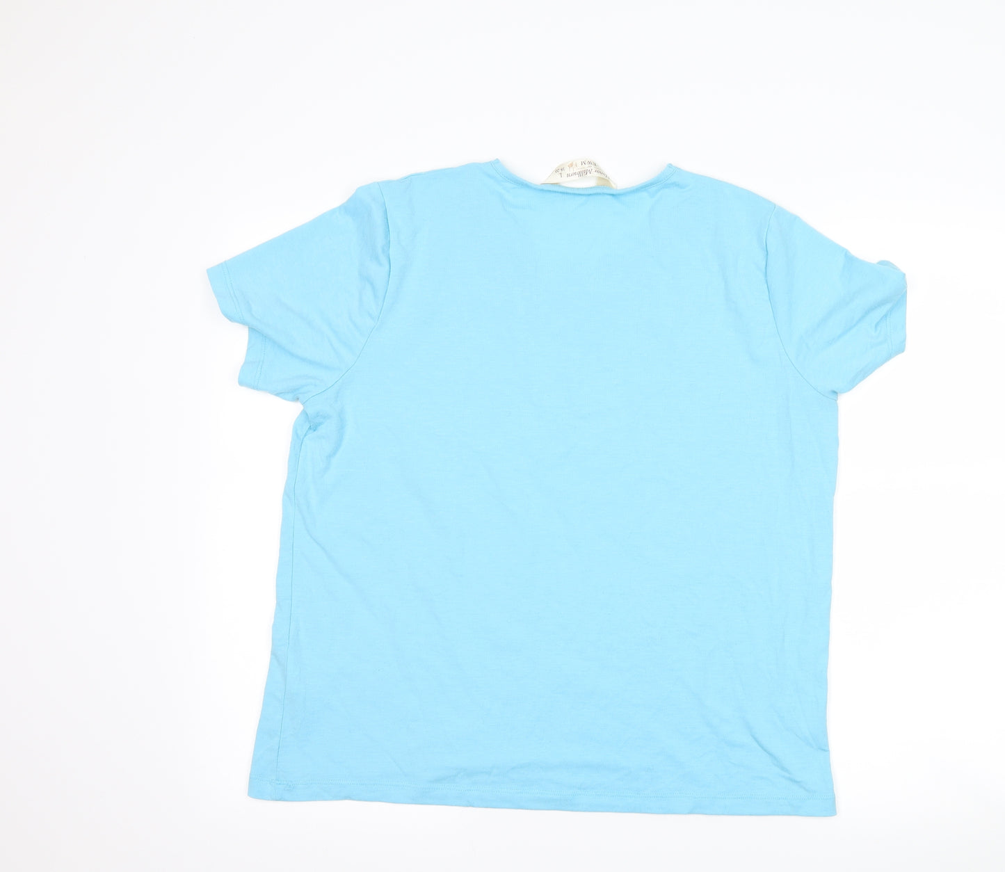 Honor Milburn Womens Blue Floral  Basic T-Shirt Size L