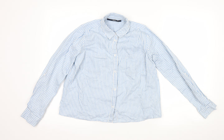 Only Womens Blue Striped  Basic Button-Up Size 6