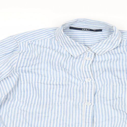 Only Womens Blue Striped  Basic Button-Up Size 6