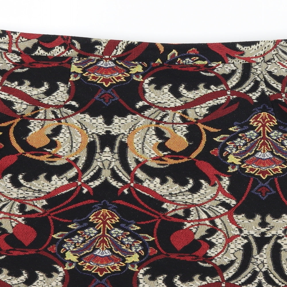 Topshop Womens Black Floral  A-Line Skirt Size 10
