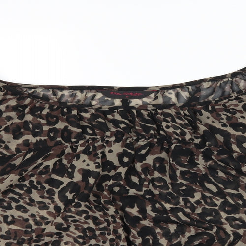 Miss Selfridge Womens Brown Animal Print  Basic Blouse Size 6