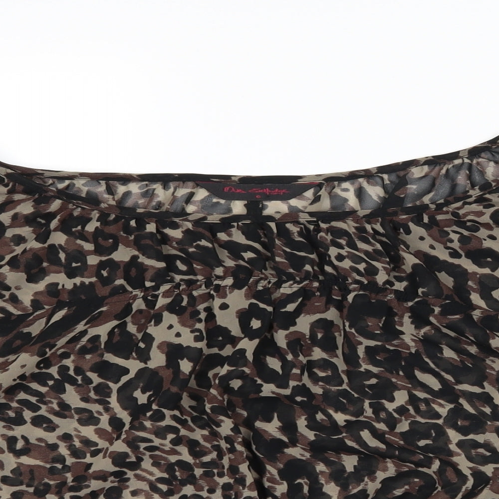 Miss Selfridge Womens Brown Animal Print  Basic Blouse Size 6