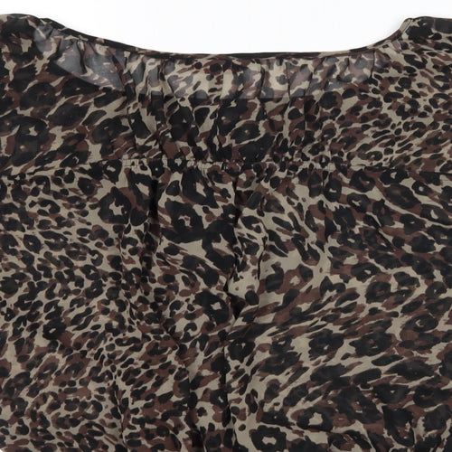 Miss Selfridge Womens Brown Animal Print  Basic Blouse Size 6