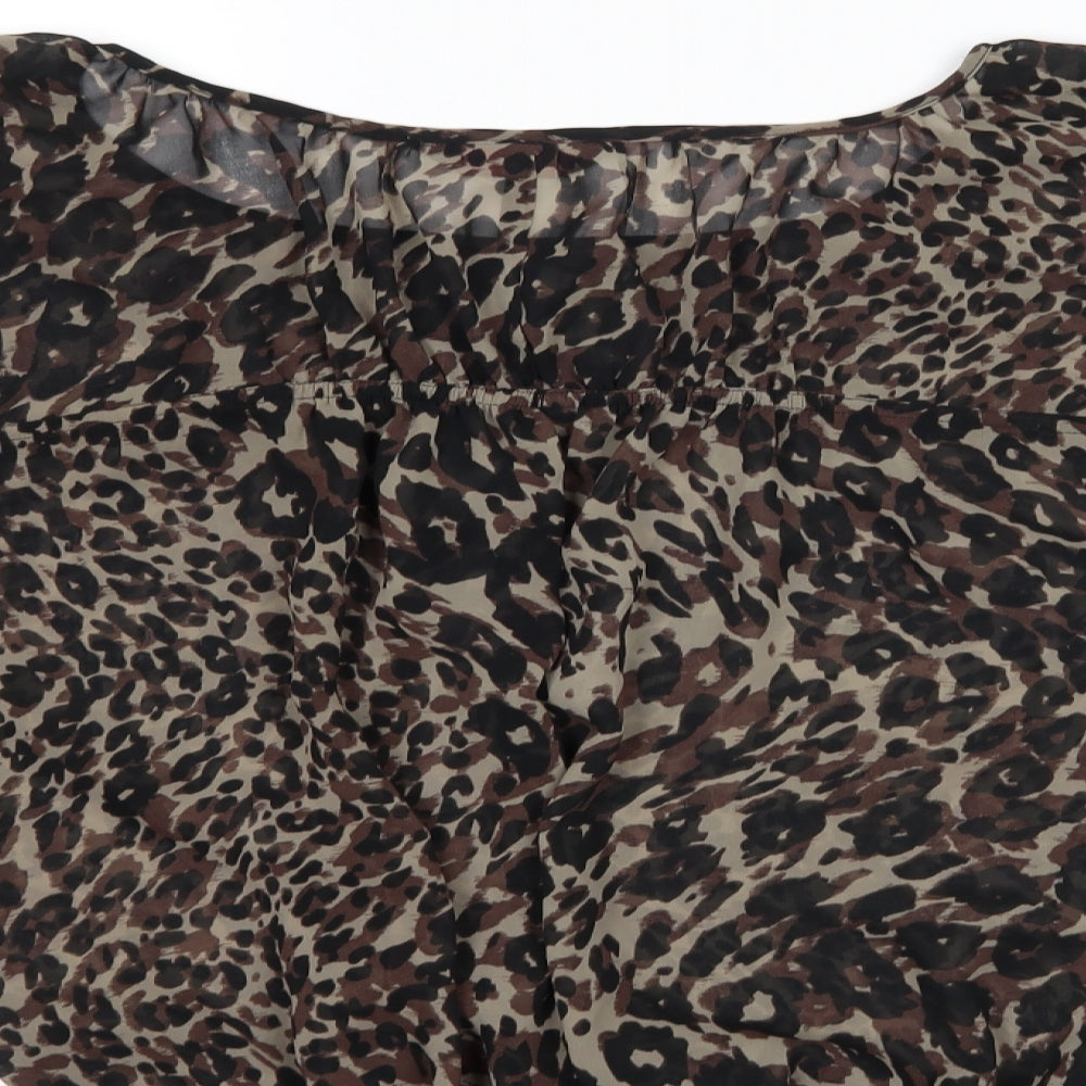 Miss Selfridge Womens Brown Animal Print  Basic Blouse Size 6