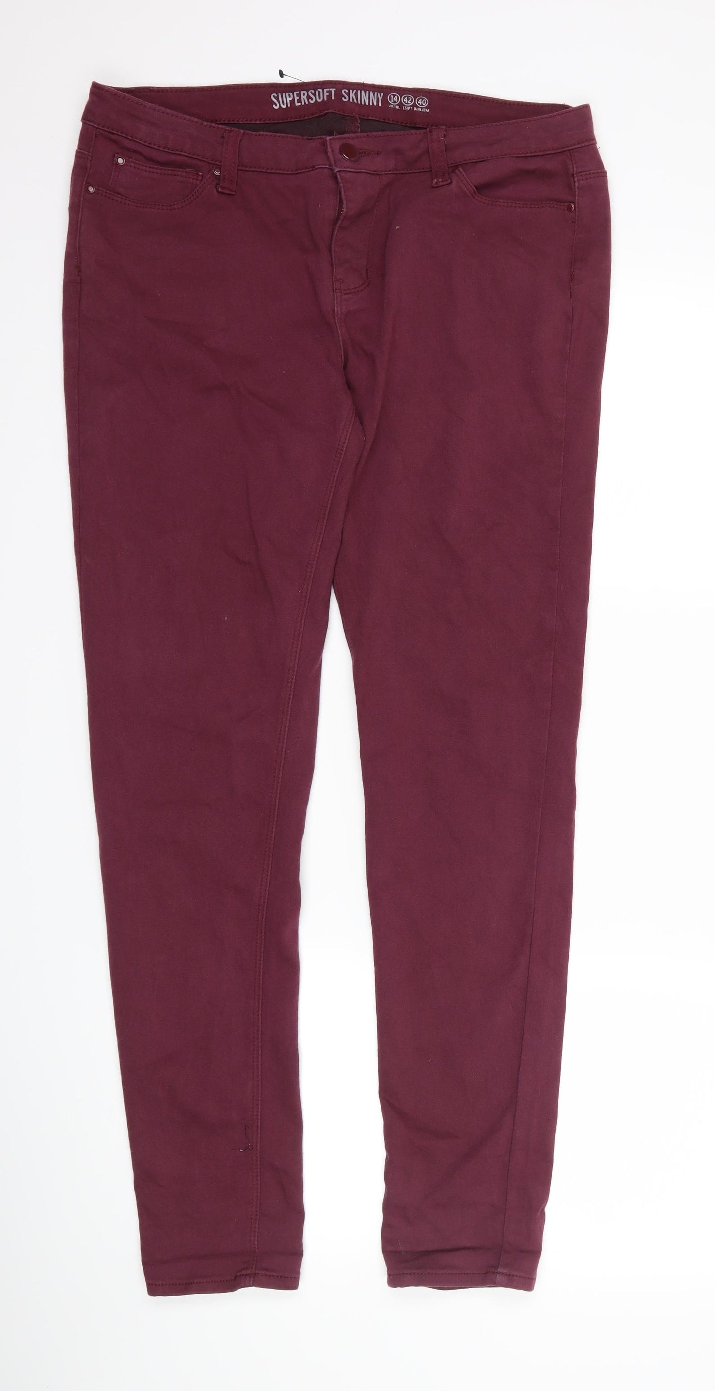 denim co Womens Purple  Denim Skinny Jeans Size 14 L30 in