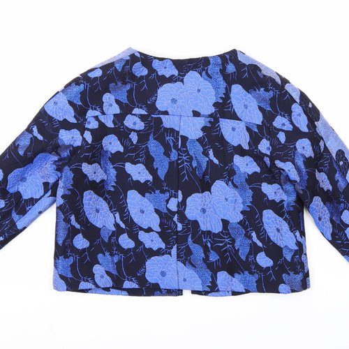 La Redoute Womens Blue Floral  Overcoat Coat Size 8